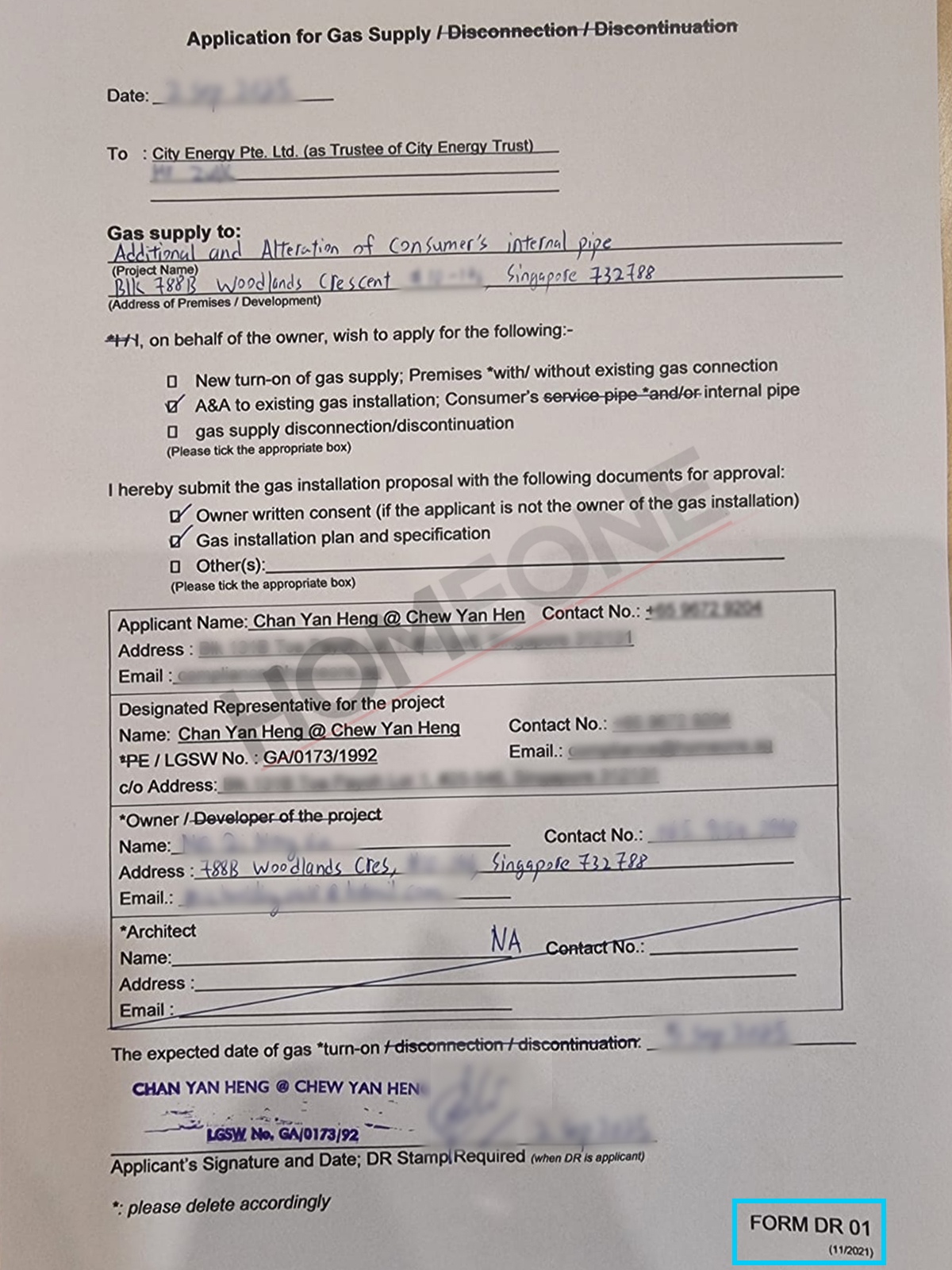 Gas Pipe Extension Work - City Energy Submission DR01