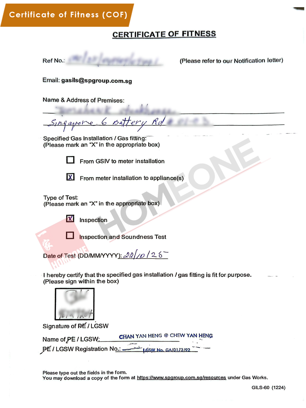 Gas Soundness Test - Kitchen Gas Installation Inspection- COF - Six Battery Rd