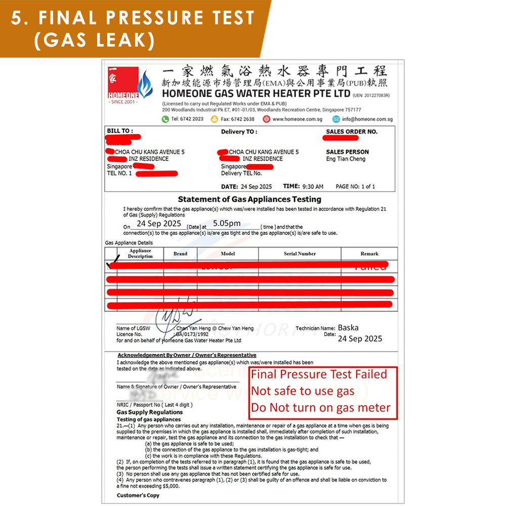 Gas Work Alteration A&A Inspection - Inz Residence - 05 FINAL PRESSURE TEST - GAS LEAK