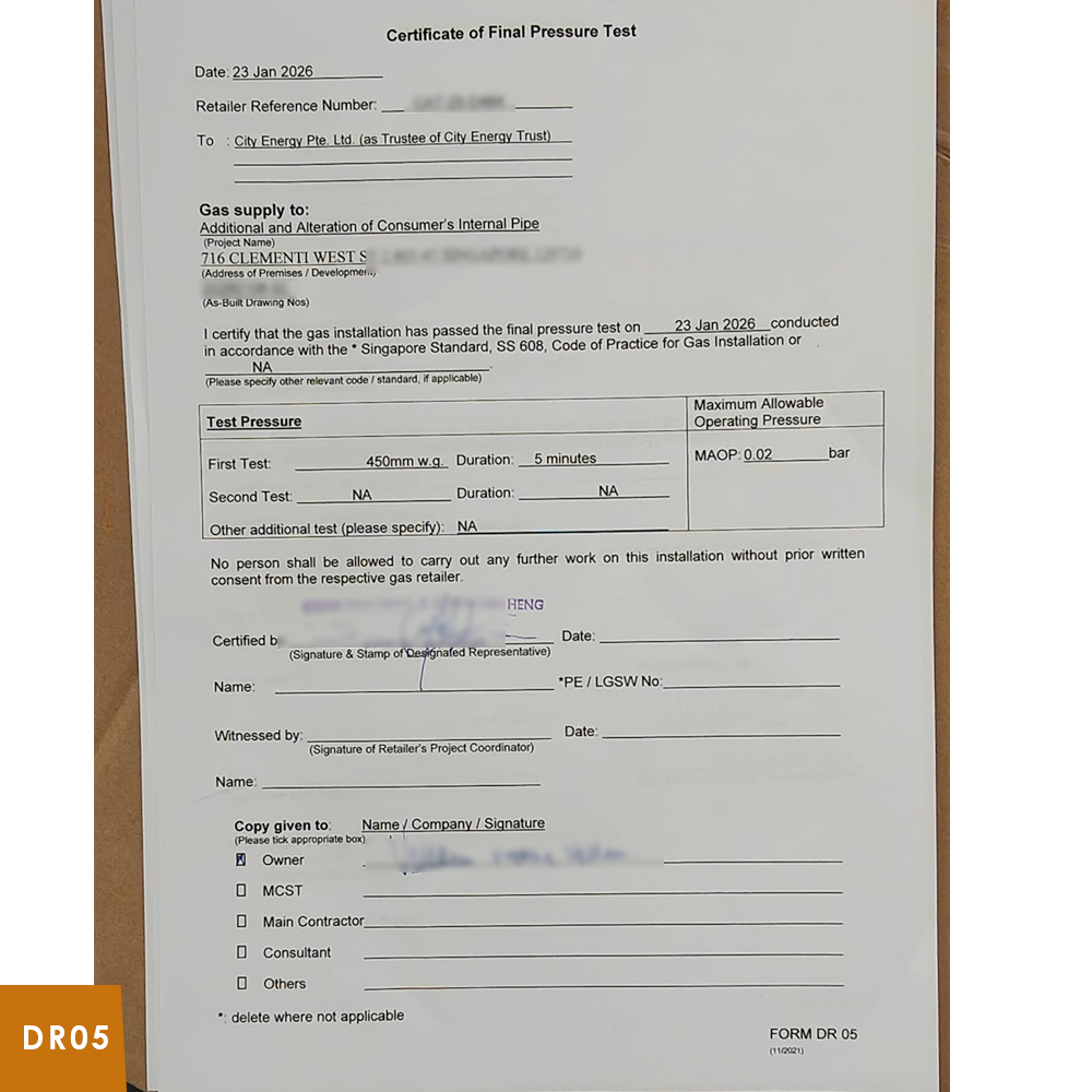 Gas Compliance Form